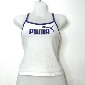 Vintage puma white tank top with purple details